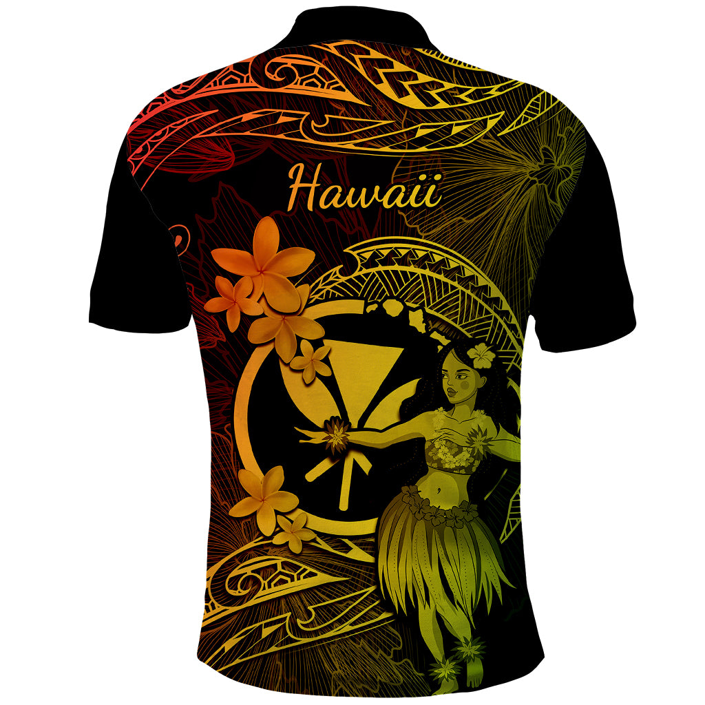 Hawaii Polo Shirt Hula Girl Mix Polynesian Plumeria Reggae Version - Wonder Print Shop