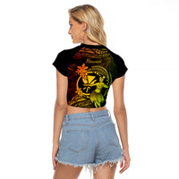 Hawaii Raglan Cropped T Shirt Hula Girl Mix Polynesian Plumeria Reggae Version - Wonder Print Shop