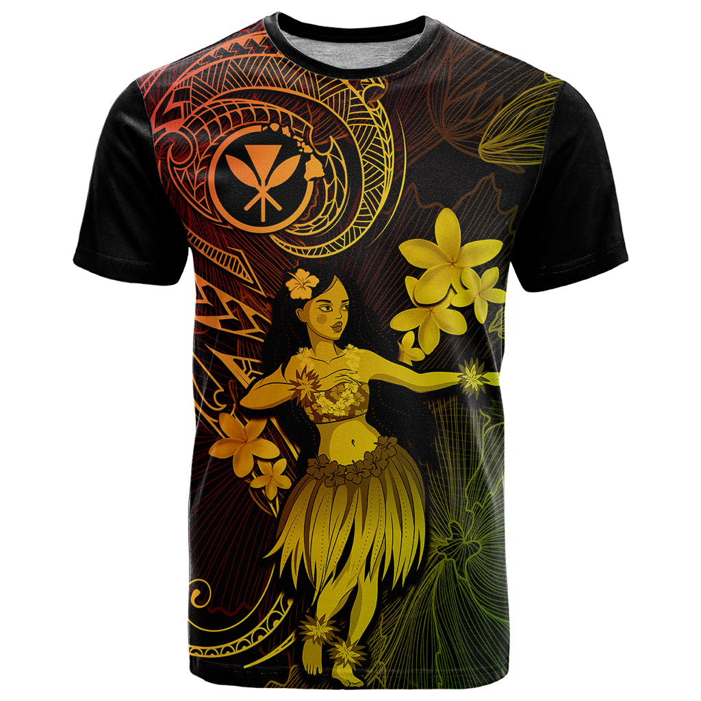 Hawaii T Shirt Hula Girl Mix Polynesian Plumeria Reggae Version - Wonder Print Shop