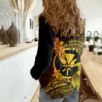 Hawaii Women Casual Shirt Hula Girl Mix Polynesian Plumeria Reggae Version - Wonder Print Shop