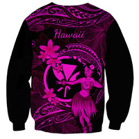Hawaii Sweatshirt Hula Girl Mix Polynesian Plumeria Pink Version - Wonder Print Shop
