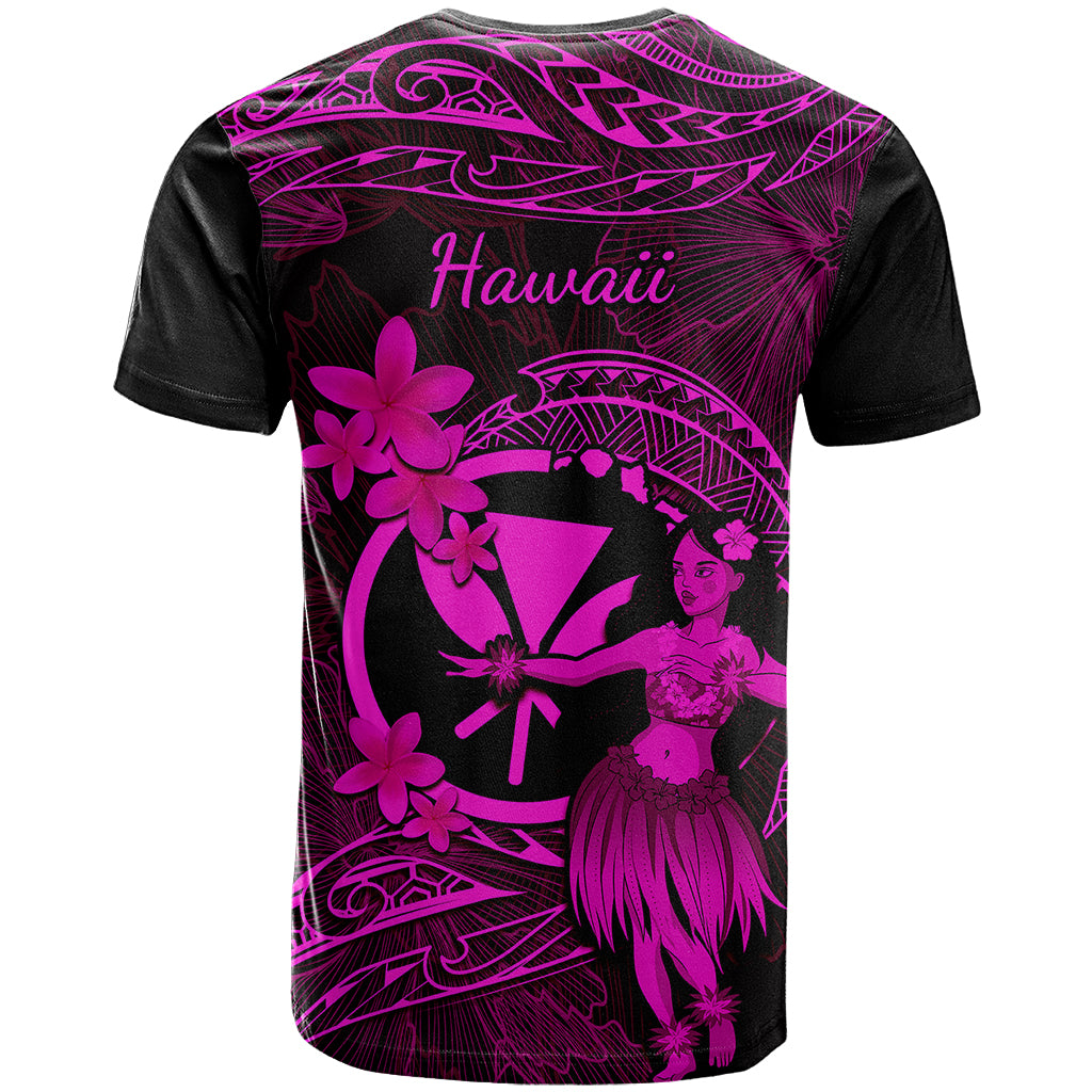 Hawaii T Shirt Hula Girl Mix Polynesian Plumeria Pink Version - Wonder Print Shop