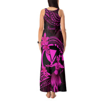 Hawaii Tank Maxi Dress Hula Girl Mix Polynesian Plumeria Pink Version - Wonder Print Shop