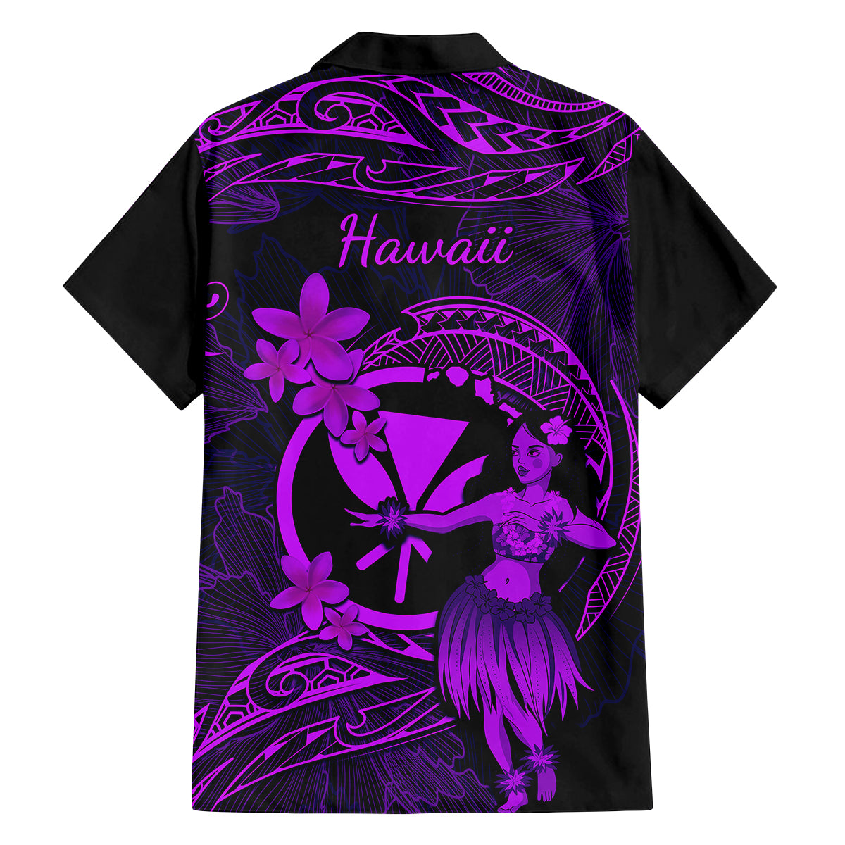 Hawaii Family Matching Mermaid Dress and Hawaiian Shirt Hula Girl Mix Polynesian Plumeria Purple Version - Wonder Print Shop