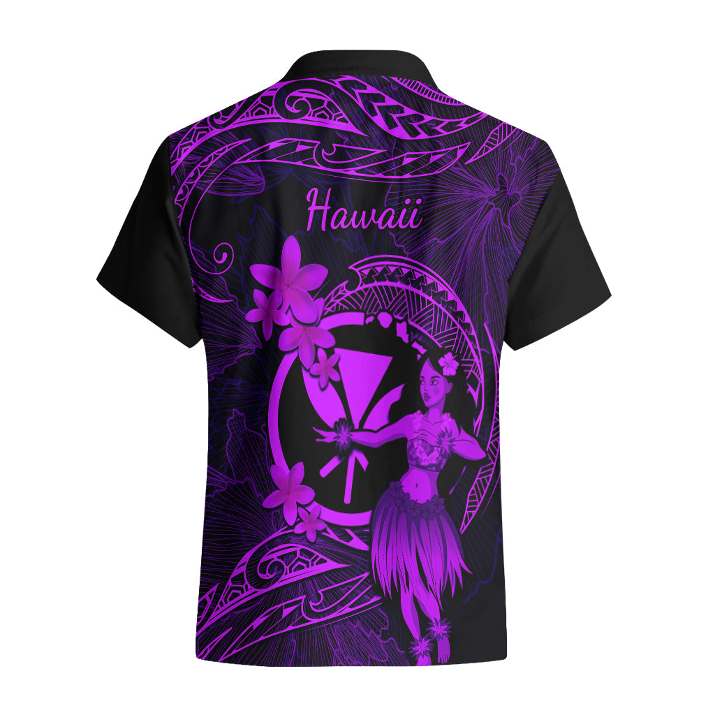 Hawaii Hawaiian Shirt Hula Girl Mix Polynesian Plumeria Purple Version - Wonder Print Shop