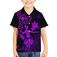 Hawaii Kid Hawaiian Shirt Hula Girl Mix Polynesian Plumeria Purple Version - Wonder Print Shop
