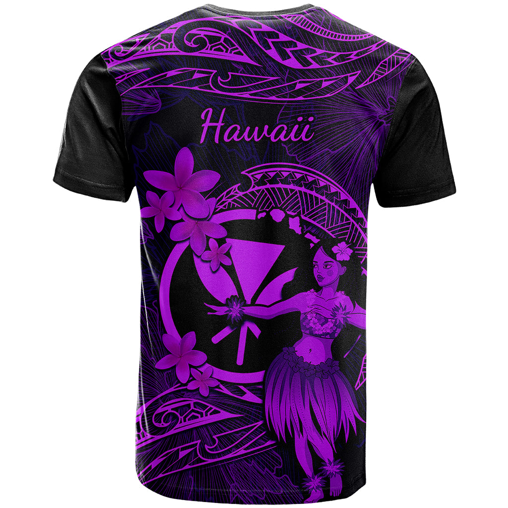Hawaii T Shirt Hula Girl Mix Polynesian Plumeria Purple Version - Wonder Print Shop
