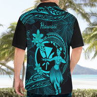 Hawaii Hawaiian Shirt Hula Girl Mix Polynesian Plumeria Turquoise Version - Wonder Print Shop