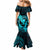 Hawaii Mermaid Dress Hula Girl Mix Polynesian Plumeria Turquoise Version - Wonder Print Shop
