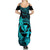 Hawaii Summer Maxi Dress Hula Girl Mix Polynesian Plumeria Turquoise Version - Wonder Print Shop