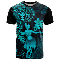 Hawaii T Shirt Hula Girl Mix Polynesian Plumeria Turquoise Version - Wonder Print Shop