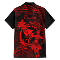 Hawaii Family Matching Mermaid Dress and Hawaiian Shirt Hula Girl Mix Polynesian Plumeria Red Version - Wonder Print Shop