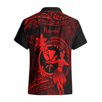 Hawaii Hawaiian Shirt Hula Girl Mix Polynesian Plumeria Red Version - Wonder Print Shop