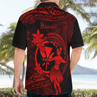 Hawaii Hawaiian Shirt Hula Girl Mix Polynesian Plumeria Red Version - Wonder Print Shop