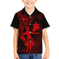 Hawaii Kid Hawaiian Shirt Hula Girl Mix Polynesian Plumeria Red Version - Wonder Print Shop