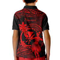 Hawaii Kid Polo Shirt Hula Girl Mix Polynesian Plumeria Red Version - Wonder Print Shop