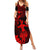 Hawaii Summer Maxi Dress Hula Girl Mix Polynesian Plumeria Red Version - Wonder Print Shop