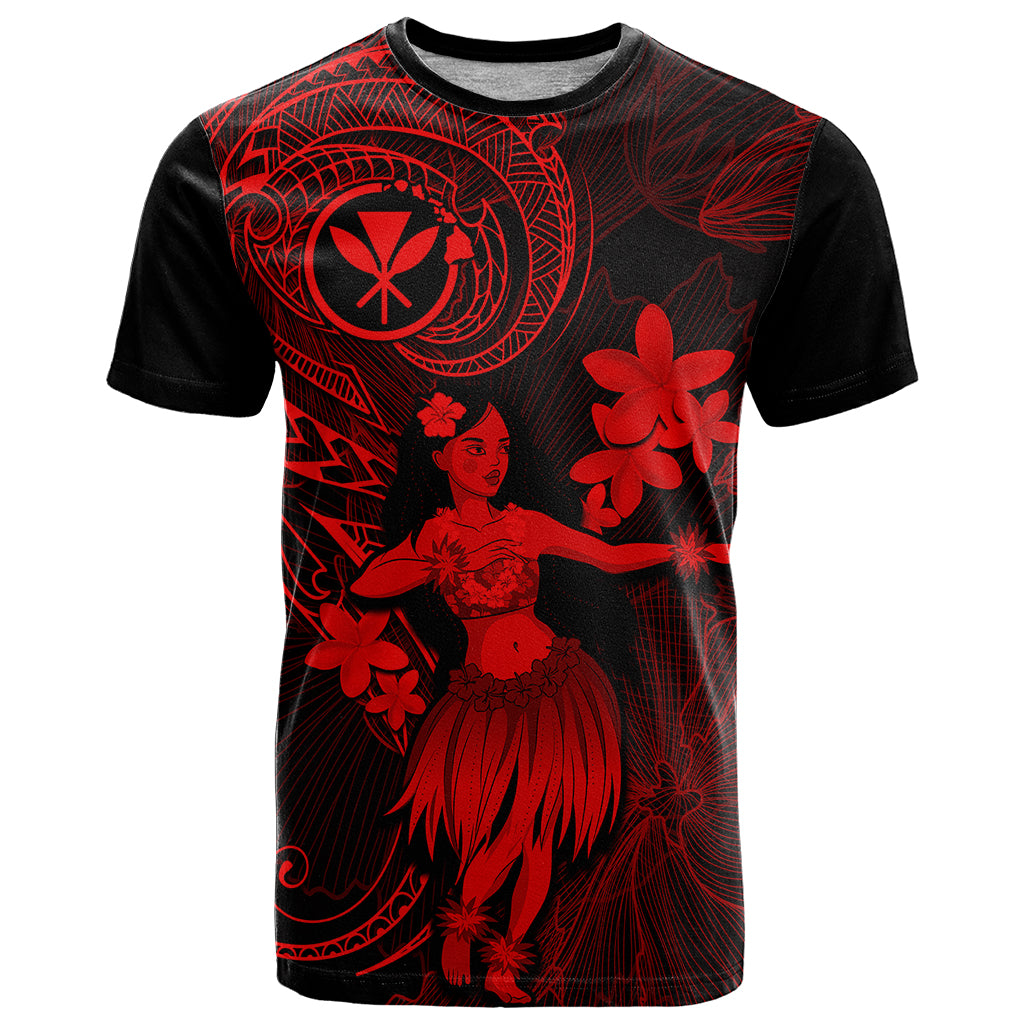 Hawaii T Shirt Hula Girl Mix Polynesian Plumeria Red Version - Wonder Print Shop