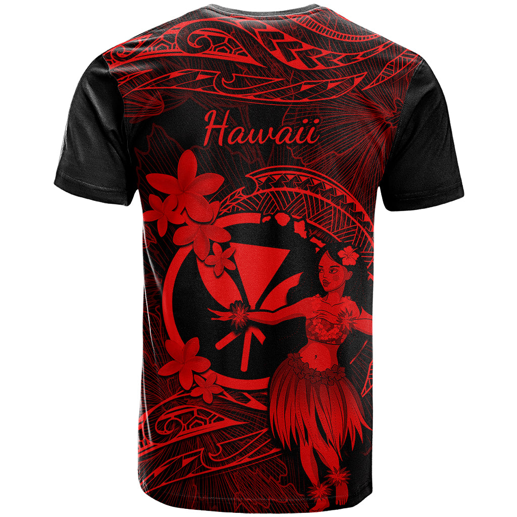 Hawaii T Shirt Hula Girl Mix Polynesian Plumeria Red Version - Wonder Print Shop