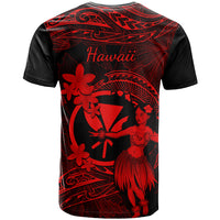 Hawaii T Shirt Hula Girl Mix Polynesian Plumeria Red Version - Wonder Print Shop