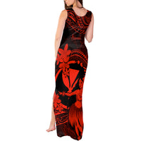 Hawaii Tank Maxi Dress Hula Girl Mix Polynesian Plumeria Red Version - Wonder Print Shop