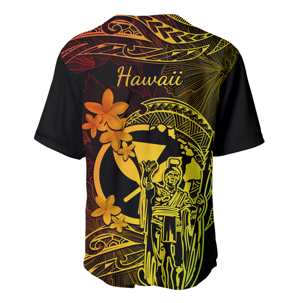 Hawaii Baseball Jersey King Kamehameha Mix Polynesian Plumeria Reggae Version - Wonder Print Shop