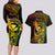 Hawaii Couples Matching Long Sleeve Bodycon Dress and Hawaiian Shirt King Kamehameha Mix Polynesian Plumeria Reggae Version - Wonder Print Shop