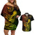 Hawaii Couples Matching Off Shoulder Short Dress and Hawaiian Shirt King Kamehameha Mix Polynesian Plumeria Reggae Version - Wonder Print Shop