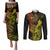 Hawaii Couples Matching Puletasi Dress and Long Sleeve Button Shirts King Kamehameha Mix Polynesian Plumeria Reggae Version - Wonder Print Shop