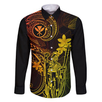 Hawaii Family Matching Long Sleeve Bodycon Dress and Hawaiian Shirt King Kamehameha Mix Polynesian Plumeria Reggae Version - Wonder Print Shop