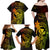 Hawaii Family Matching Off Shoulder Maxi Dress and Hawaiian Shirt King Kamehameha Mix Polynesian Plumeria Reggae Version - Wonder Print Shop