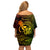 Hawaii Family Matching Off Shoulder Short Dress and Hawaiian Shirt King Kamehameha Mix Polynesian Plumeria Reggae Version - Wonder Print Shop