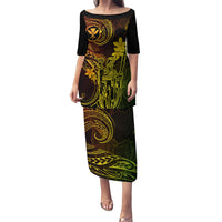 Hawaii Family Matching Puletasi Dress and Hawaiian Shirt King Kamehameha Mix Polynesian Plumeria Reggae Version - Wonder Print Shop