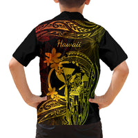 Hawaii Family Matching Short Sleeve Bodycon Dress and Hawaiian Shirt King Kamehameha Mix Polynesian Plumeria Reggae Version - Wonder Print Shop
