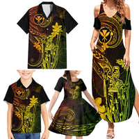Hawaii Family Matching Summer Maxi Dress and Hawaiian Shirt King Kamehameha Mix Polynesian Plumeria Reggae Version - Wonder Print Shop