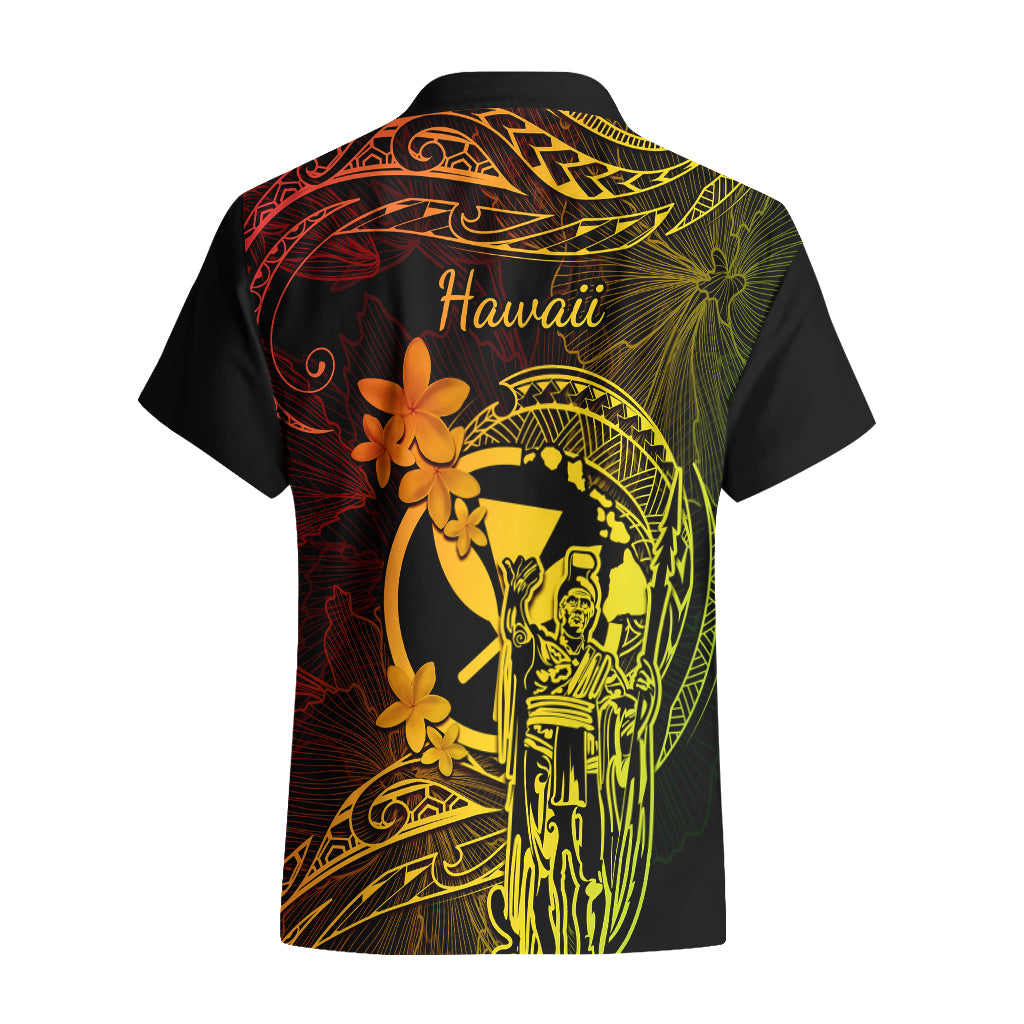 Hawaii Hawaiian Shirt King Kamehameha Mix Polynesian Plumeria Reggae Version - Wonder Print Shop