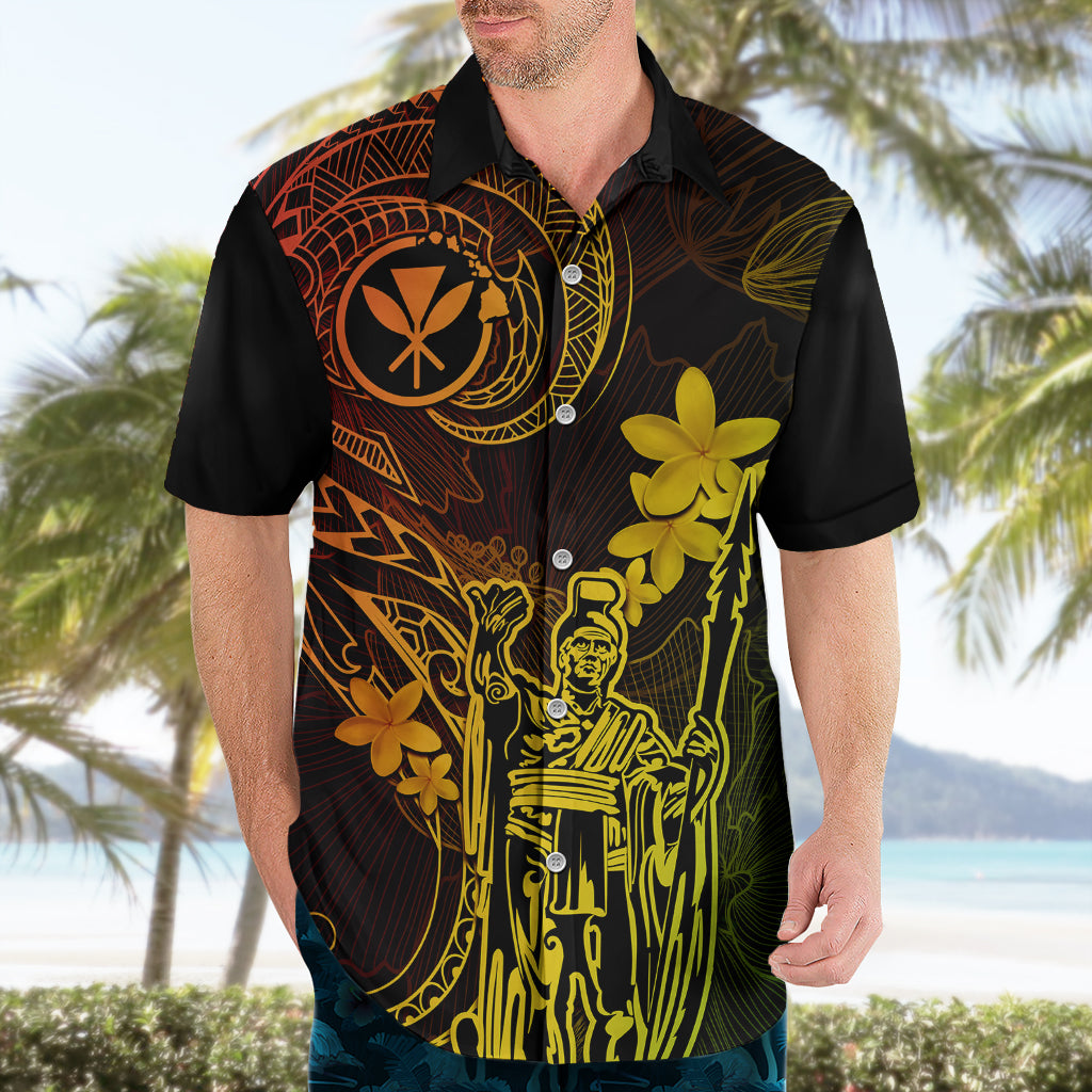 Hawaii Hawaiian Shirt King Kamehameha Mix Polynesian Plumeria Reggae Version - Wonder Print Shop