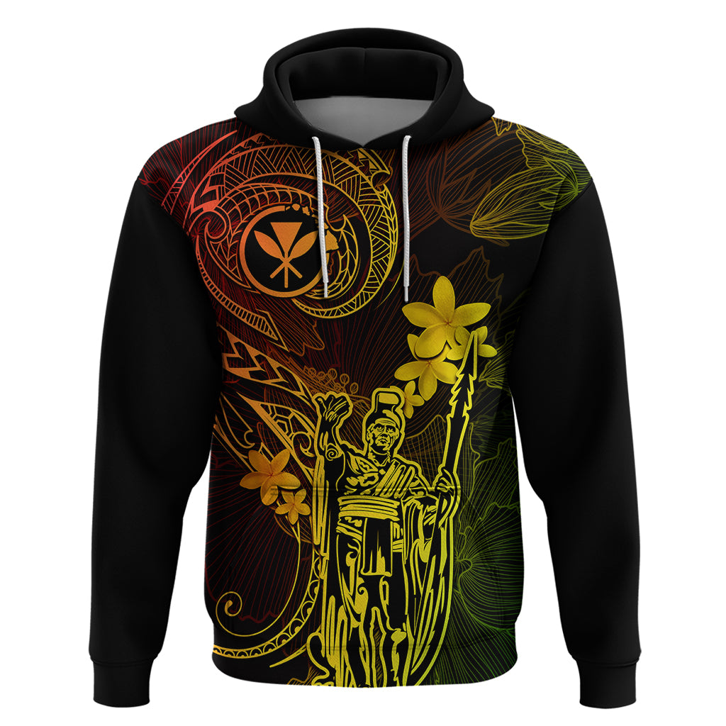 Hawaii Hoodie King Kamehameha Mix Polynesian Plumeria Reggae Version - Wonder Print Shop