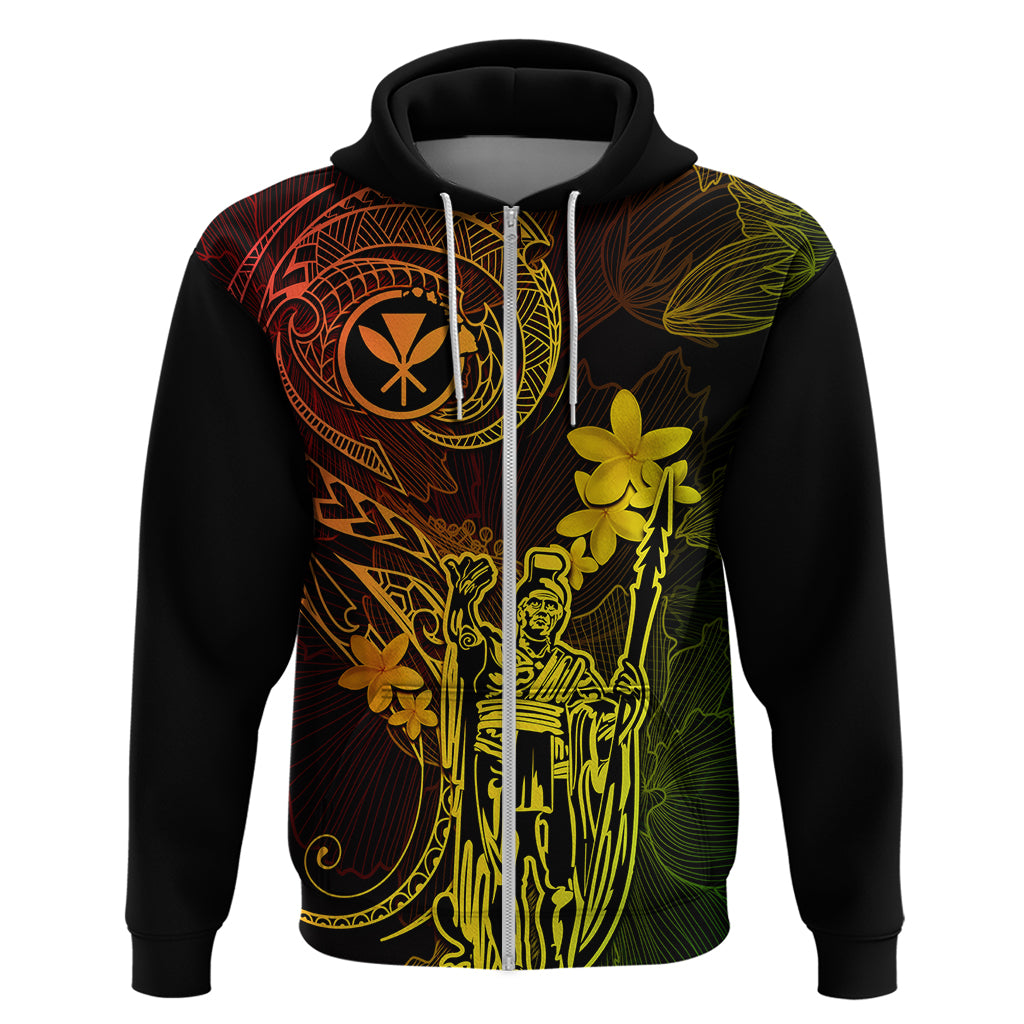 Hawaii Hoodie King Kamehameha Mix Polynesian Plumeria Reggae Version - Wonder Print Shop