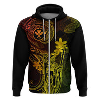Hawaii Hoodie King Kamehameha Mix Polynesian Plumeria Reggae Version - Wonder Print Shop