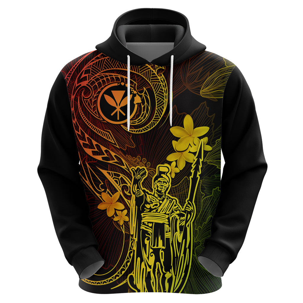 Hawaii Hoodie King Kamehameha Mix Polynesian Plumeria Reggae Version - Wonder Print Shop