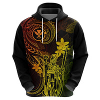Hawaii Hoodie King Kamehameha Mix Polynesian Plumeria Reggae Version - Wonder Print Shop