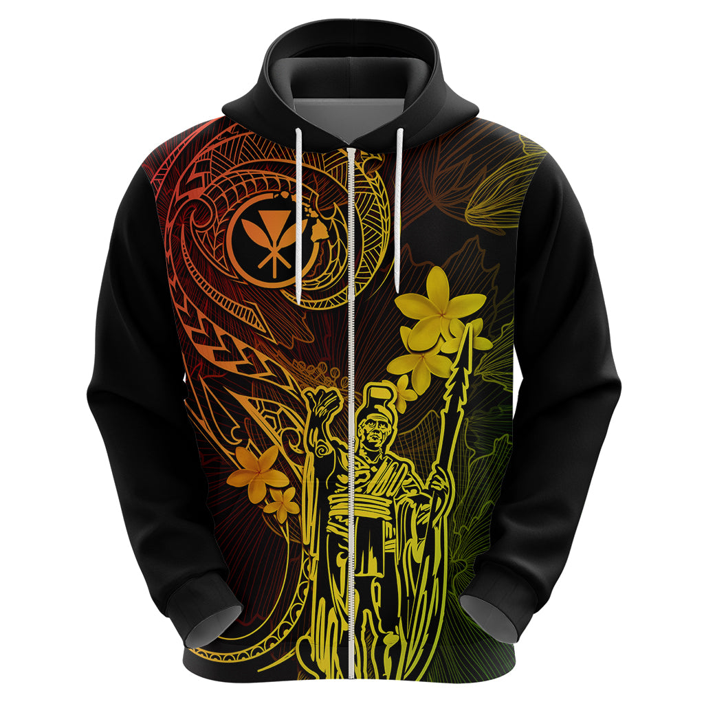 Hawaii Hoodie King Kamehameha Mix Polynesian Plumeria Reggae Version - Wonder Print Shop