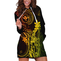 Hawaii Hoodie Dress King Kamehameha Mix Polynesian Plumeria Reggae Version - Wonder Print Shop