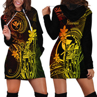 Hawaii Hoodie Dress King Kamehameha Mix Polynesian Plumeria Reggae Version - Wonder Print Shop