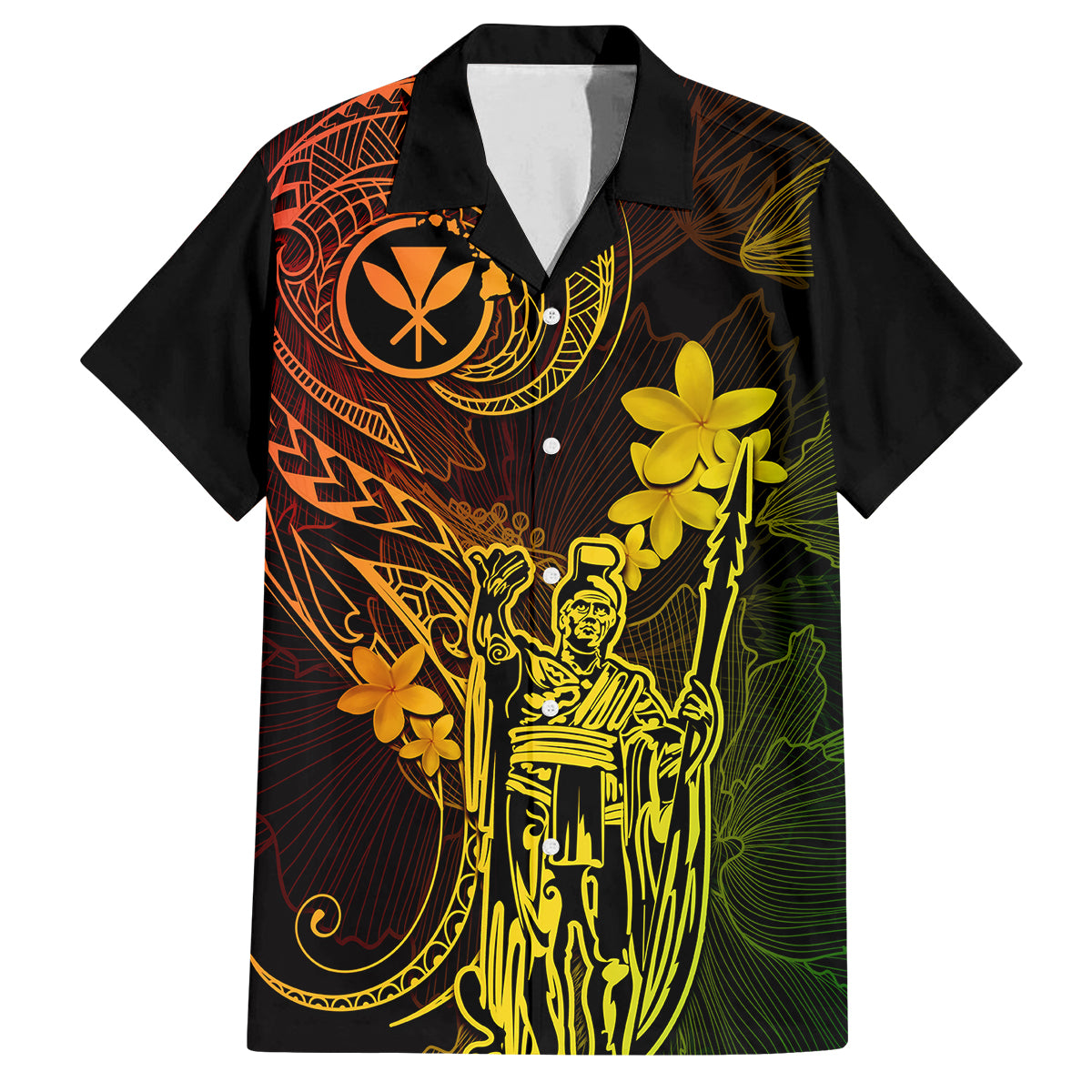 Hawaii Kid Hawaiian Shirt King Kamehameha Mix Polynesian Plumeria Reggae Version - Wonder Print Shop