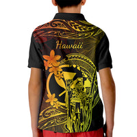 Hawaii Kid Polo Shirt King Kamehameha Mix Polynesian Plumeria Reggae Version - Wonder Print Shop