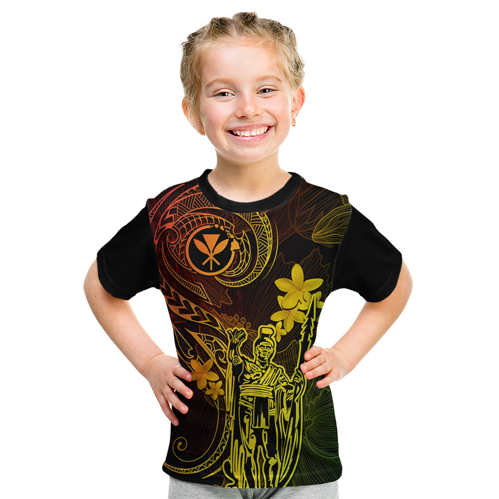 Hawaii Kid T Shirt King Kamehameha Mix Polynesian Plumeria Reggae Version - Wonder Print Shop