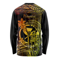 Hawaii Long Sleeve Shirt King Kamehameha Mix Polynesian Plumeria Reggae Version - Wonder Print Shop