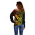 Hawaii Off Shoulder Sweater King Kamehameha Mix Polynesian Plumeria Reggae Version - Wonder Print Shop